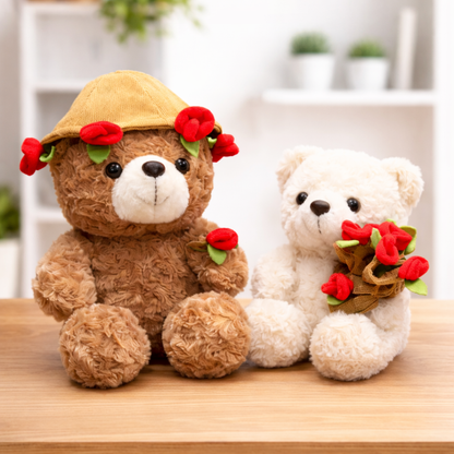 Miś Nino™ – Pluszowy Miś Miłości z Różanym Kapeluszem | Uroczy Prezent Premium