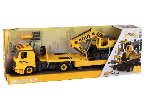 Laweta Do Składania Z Koparką Gąsienicową Dźwięk Światła DIY Żółty Laweta Do Składania Z Koparką Gąsienicową Dźwięk Światła DIY Żółty