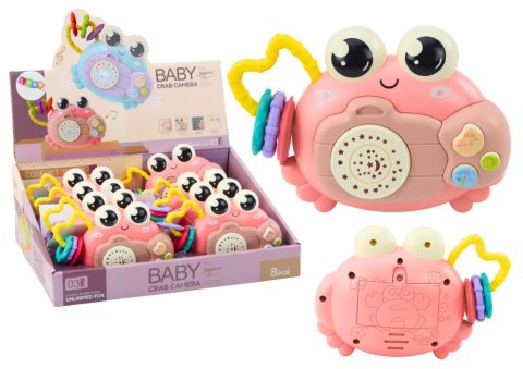 Krab Aparat Grzechotka Projektor Na Baterie Dźwięki Różowy Krab Aparat Grzechotka Projektor Na Baterie Dźwięki Różowy