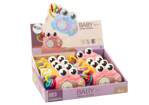 Krab Aparat Grzechotka Projektor Na Baterie Dźwięki Różowy Krab Aparat Grzechotka Projektor Na Baterie Dźwięki Różowy