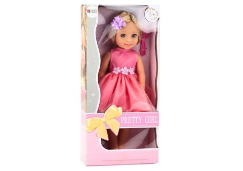 Lalka Długie Włosy Różowa Sukienka Spinka Szczotka 38cm Lalka Długie Włosy Różowa Sukienka Spinka Szczotka 38cm