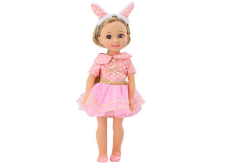 Lalka Różowa Sukienka Długie Włosy Opaska Szczotka 38cm Lalka Różowa Sukienka Długie Włosy Opaska Szczotka 38cm