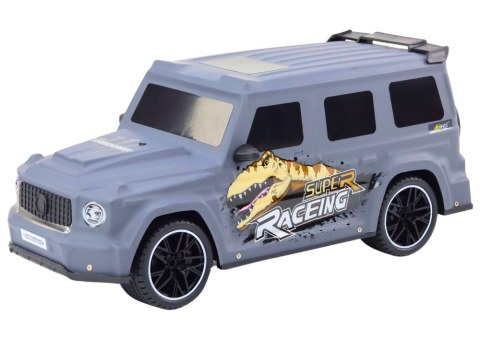 Auto Zdalnie Sterowane RC z Dinozaurem w Skali 1:10 Szare Auto Zdalnie Sterowane RC z Dinozaurem w Skali 1:10 Szare