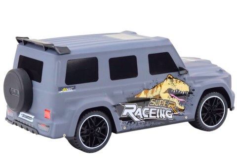 Auto Zdalnie Sterowane RC z Dinozaurem w Skali 1:10 Szare Auto Zdalnie Sterowane RC z Dinozaurem w Skali 1:10 Szare