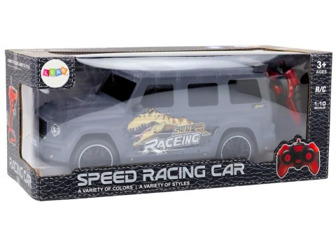 Auto Zdalnie Sterowane RC z Dinozaurem w Skali 1:10 Szare Auto Zdalnie Sterowane RC z Dinozaurem w Skali 1:10 Szare