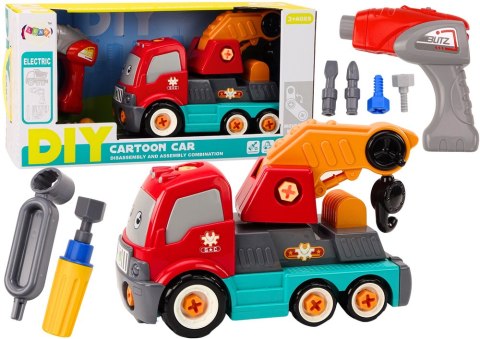 Ciężarówka Z Hakiem Kreskówkowa Do Skręcania DIY Pomarańczowy Dźwig Ciężarówka Z Hakiem Kreskówkowa Do Skręcania DIY Pomarańczowy Dźwig