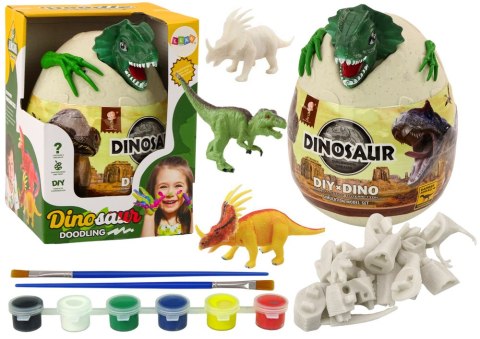 Jajo Z Dinozaurami Do Malowania Farbki Pędzelki DIY Zielony Jajo Z Dinozaurami Do Malowania Farbki Pędzelki DIY Zielony