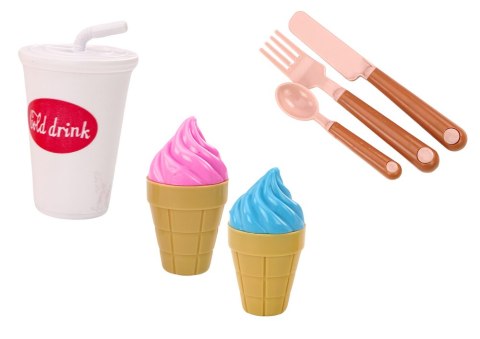 Zestaw Produktów Spożywczych Pizza Frytki Lody Sztućce Zestaw Produktów Spożywczych Pizza Frytki Lody Sztućce
