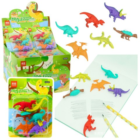 Zestaw Gumek Do Ścierania Zmazywania Szkolne Dinozaury 6szt Zestaw Gumek Do Ścierania Zmazywania Szkolne Dinozaury 6szt