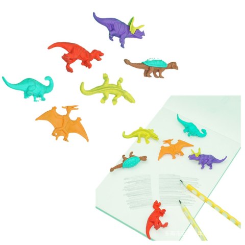 Zestaw Gumek Do Ścierania Zmazywania Szkolne Dinozaury 6szt Zestaw Gumek Do Ścierania Zmazywania Szkolne Dinozaury 6szt