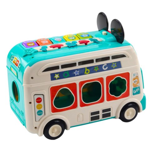 Interaktywny Autobus Edukacyjny Sorter Światła Dźwięki Turkusowy Interaktywny Autobus Edukacyjny Sorter Światła Dźwięki Turkusowy