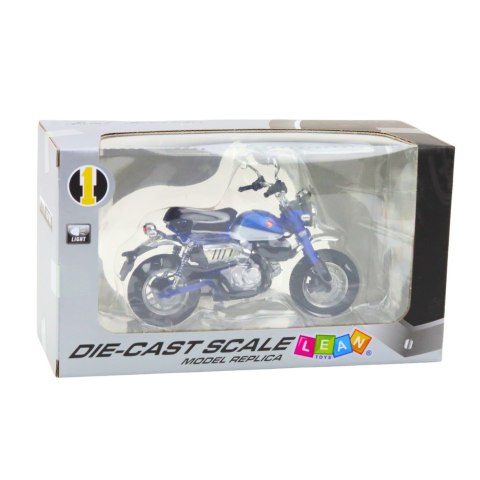 Motocykl Retro Klasyczny Metalowy Światła Niebieski 1:12 Motocykl Retro Klasyczny Metalowy Światła Niebieski 1:12