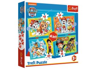 Puzzle - 4w1 (12, 15, 20, 24) - Wesoła ekipa Psiego Patrolu Trefl 34346
