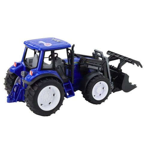 Traktor Farmerski Z Ruchomą Łyżką Światła Dźwięki Niebieski 1:10 Traktor Farmerski Z Ruchomą Łyżką Światła Dźwięki Niebieski 1:10