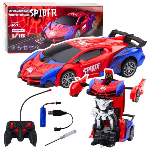 Samochód Robot Spider Pająk Zdalnie Sterowany 2w1 Światła Dźwięki Samochód Robot Spider Pająk Zdalnie Sterowany 2w1 Światła Dźwięki