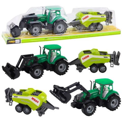 Zestaw Traktor Z Ładowaczem i Prasą Rolniczą Zielony Zestaw Traktor Z Ładowaczem i Prasą Rolniczą Zielony