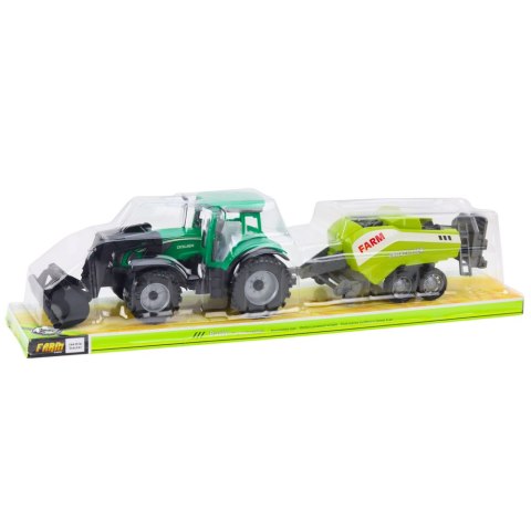 Zestaw Traktor Z Ładowaczem i Prasą Rolniczą Zielony Zestaw Traktor Z Ładowaczem i Prasą Rolniczą Zielony