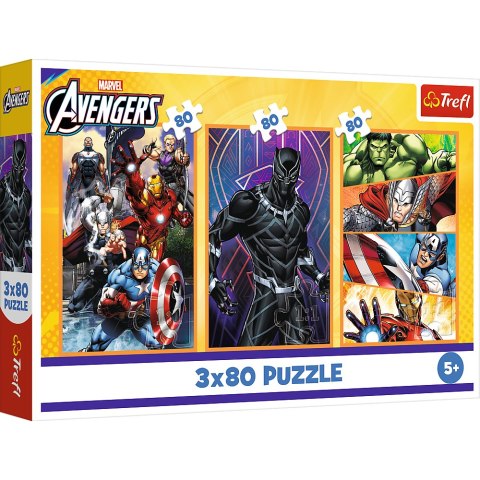 Puzzle - 3x80 - Dni pełne akcji - Disney Marvel The Avengers Trefl 34883