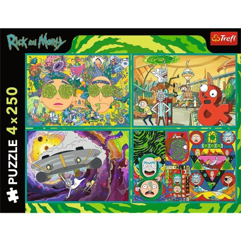 Puzzle - 4x250 - Zakręcony świat Ricka i Morty'ego - Warner Rick and Morty Trefl 13338