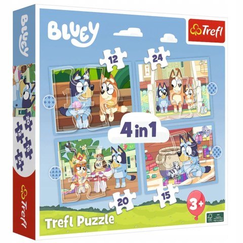 Puzzle 4w1 Bluey i jego świat 3+ Trefl 34637 Puzzle 4w1 Bluey i jego świat 3+ Trefl 34637