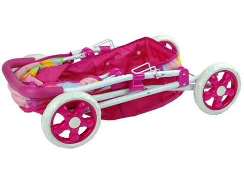 Wózek Spacerówka Dla Lalek Różowy z Kolorowym Daszkiem 66 cm Wózek Spacerówka Dla Lalek Różowy z Kolorowym Daszkiem 66 cm