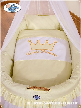 Kosz Mojżesza wiklinowy z baldachimem- Little Prince Princess kremowy