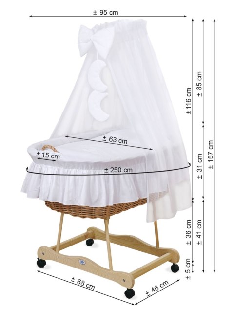 Kosz Mojżesza wiklinowy z baldachimem- Little Prince niebieski Kosz Mojżesza wiklinowy z baldachimem- Little Prince niebieski