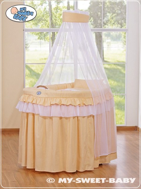 Kosz Mojżesza wiklinowy z baldachimem- Little Princess brzoskwiniowy Kosz Mojżesza wiklinowy z baldachimem- Little Princess brzoskwiniowy