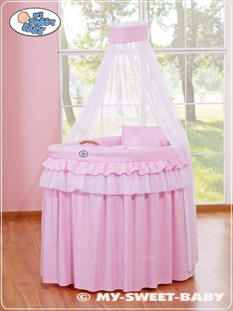 Kosz Mojżesza wiklinowy z baldachimem- Little Princess różowy Kosz Mojżesza wiklinowy z baldachimem- Little Princess różowy