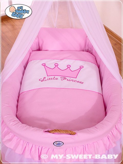 Kosz Mojżesza wiklinowy z baldachimem- Little Princess różowy Kosz Mojżesza wiklinowy z baldachimem- Little Princess różowy