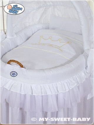Kosz Mojżesza wiklinowy ze składaną budką- Little Prince Princess biały