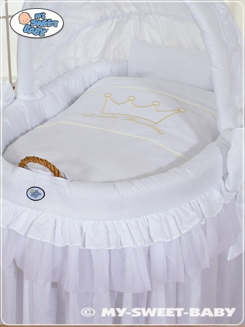 Kosz Mojżesza wiklinowy ze składaną budką- Little Prince Princess biały