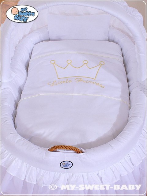 Kosz Mojżesza wiklinowy ze składaną budką- Little Prince Princess biały
