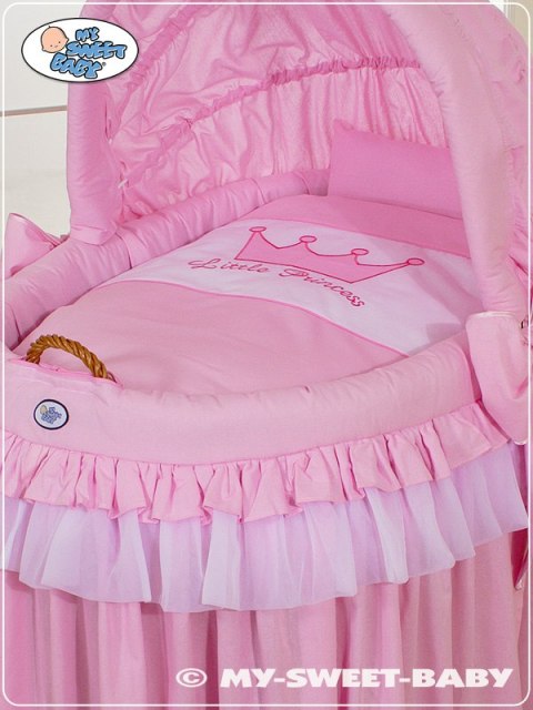 Kosz Mojżesza wiklinowy ze składaną budką- Little Princess różowy Kosz Mojżesza wiklinowy ze składaną budką- Little Princess różowy