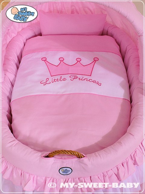 Kosz Mojżesza wiklinowy ze składaną budką- Little Princess różowy Kosz Mojżesza wiklinowy ze składaną budką- Little Princess różowy