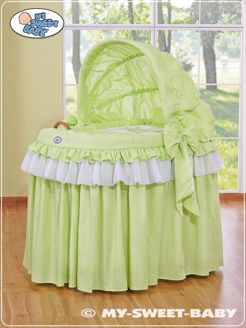 Kosz Mojżesza wiklinowy ze składaną budką- Little Princess zielony Kosz Mojżesza wiklinowy ze składaną budką- Little Princess zielony