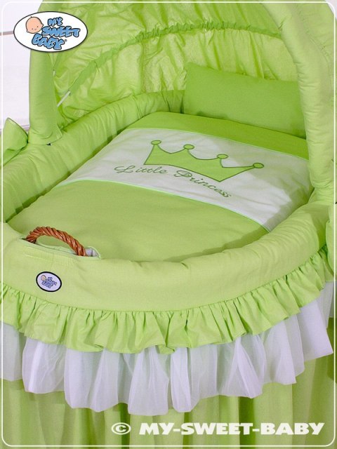 Kosz Mojżesza wiklinowy ze składaną budką- Little Princess zielony Kosz Mojżesza wiklinowy ze składaną budką- Little Princess zielony