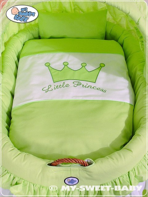 Kosz Mojżesza wiklinowy ze składaną budką- Little Princess zielony Kosz Mojżesza wiklinowy ze składaną budką- Little Princess zielony