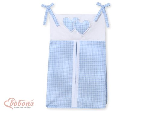 Przybornik- Torba na pampersy- Wiszące serduszka kratka niebieska Przybornik- Torba na pampersy- Wiszące serduszka kratka niebieska
