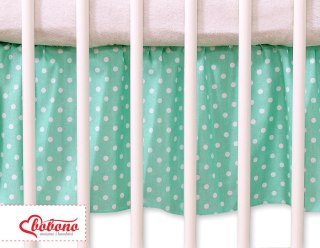 Falbanka maskująca 120x60cm- Wiszące serduszka białe grochy na miętowym