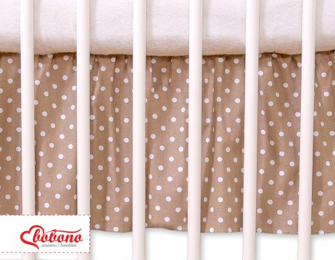 Falbanka maskująca 140x70cm- Wiszące serduszka białe grochy na brązie Falbanka maskująca 140x70cm- Wiszące serduszka białe grochy na brązie