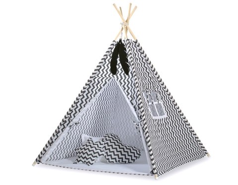 Namiot Tipi dla dzieci+ zawieszki pióra - Chevron czarny Namiot Tipi dla dzieci+ zawieszki pióra - Chevron czarny