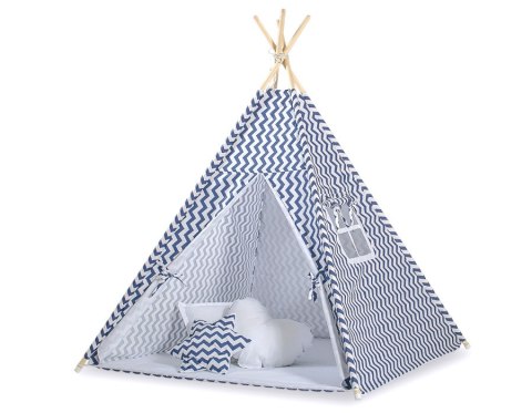 Namiot Tipi dla dzieci+ zawieszki pióra - Chevron granatowy Namiot Tipi dla dzieci+ zawieszki pióra - Chevron granatowy