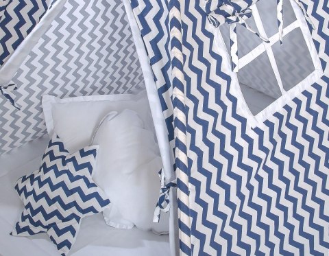 Namiot Tipi dla dzieci+ zawieszki pióra - Chevron granatowy Namiot Tipi dla dzieci+ zawieszki pióra - Chevron granatowy