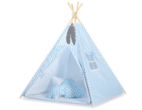 Namiot Tipi dla dzieci+ zawieszki pióra - Chevron niebieski Namiot Tipi dla dzieci+ zawieszki pióra - Chevron niebieski