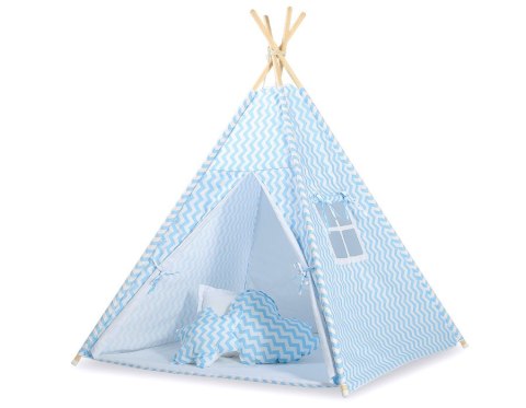 Namiot Tipi dla dzieci+ zawieszki pióra - Chevron niebieski Namiot Tipi dla dzieci+ zawieszki pióra - Chevron niebieski