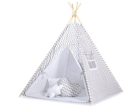 Namiot Tipi dla dzieci+ zawieszki pióra - Chevron szary Namiot Tipi dla dzieci+ zawieszki pióra - Chevron szary