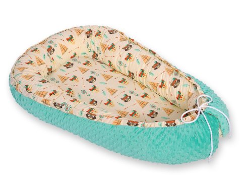 Kokon niemowlęcy dwustronny kojec otulacz Premium BOBONO minky - misie w tipi Kokon niemowlęcy dwustronny kojec otulacz Premium BOBONO minky - misie w tipi