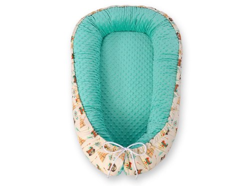 Kokon niemowlęcy dwustronny kojec otulacz Premium BOBONO minky - misie w tipi Kokon niemowlęcy dwustronny kojec otulacz Premium BOBONO minky - misie w tipi