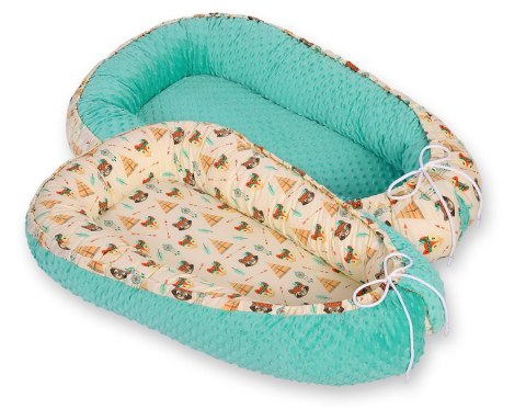Kokon niemowlęcy dwustronny kojec otulacz Premium BOBONO minky - misie w tipi Kokon niemowlęcy dwustronny kojec otulacz Premium BOBONO minky - misie w tipi